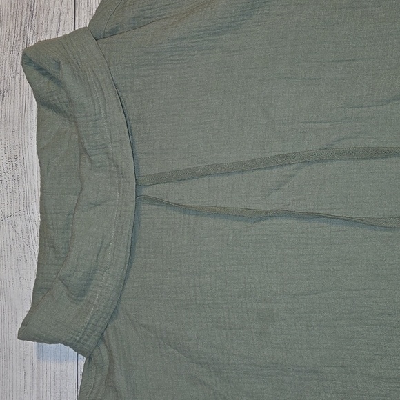 Caslon Gauze Funnel Neck Cotton Blend Long Sleeve Top Green Size L NWOT - Picture 4 of 11